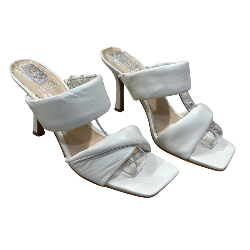 Vince Camuto Brisette Heeled Sandal Puffy Strap Bone Cream 7.5